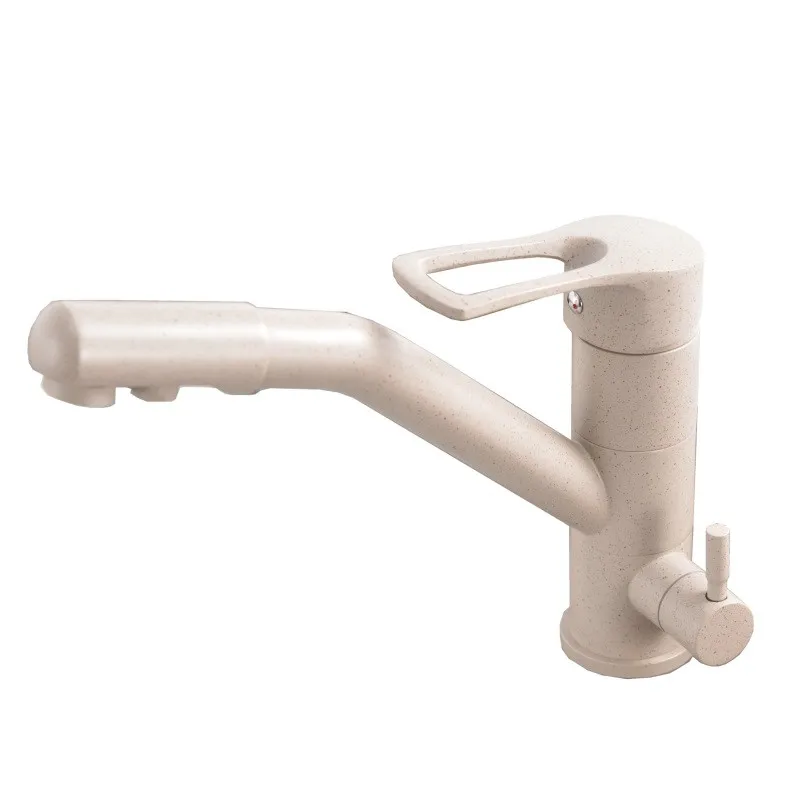 

Kitchen deck mounted faucet, beige painted Vegetabl Kitchen Faucet, single Handle cold and hot 360 degree rotatable mixer tap