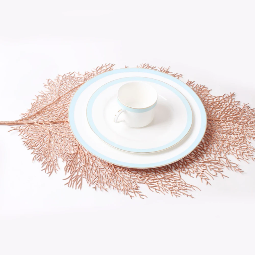 

Placemat for Dining Table Coasters Lotus Leaf Palm Leaf Simulation Plant PVC Cup Coffee Pad Mats Kitchen Coasters Home Decor