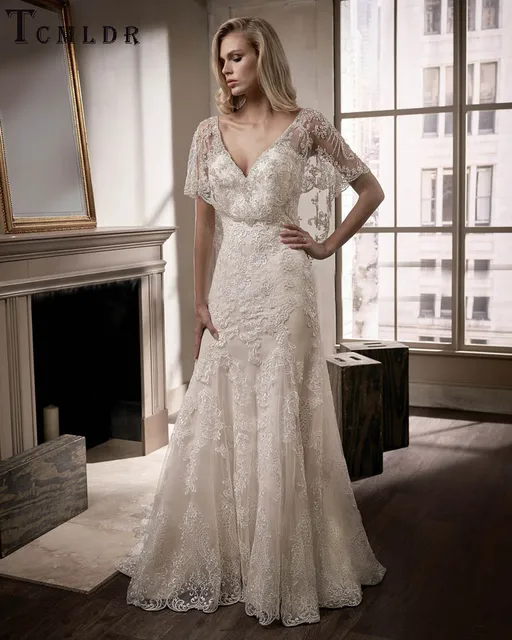 Tcmldr 2016 Hot Glamour Wedding Dress Y V Neck Glamorous Cap Tcmldr 2016 Hot Glamour Wedding Dress Y V Neck Glamorous Cap Sleeve Beading Backless Bridal