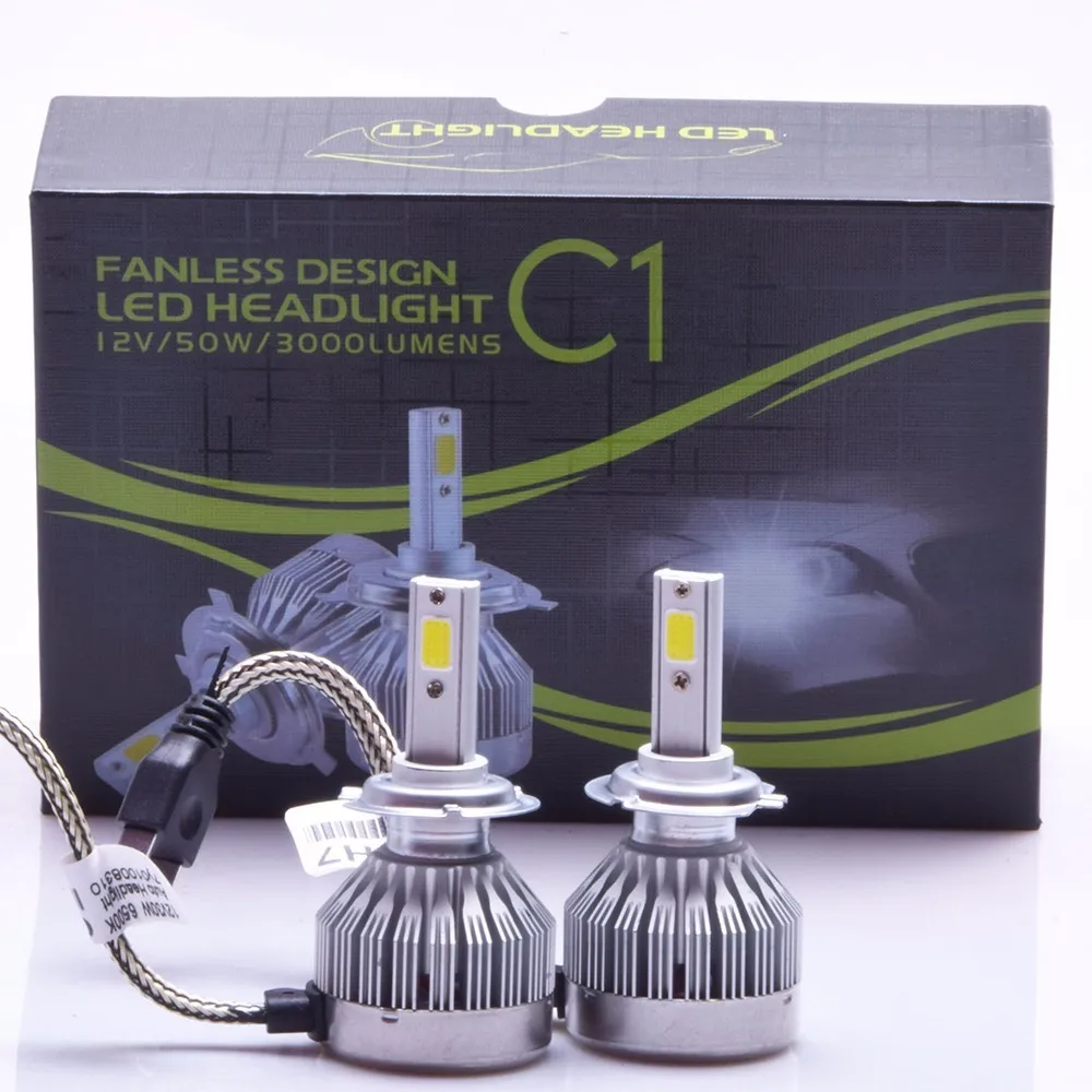 2pcs 6000LM LED-headlight base have H7 LED headlight 30W 6500K White can be fog lamp DC12