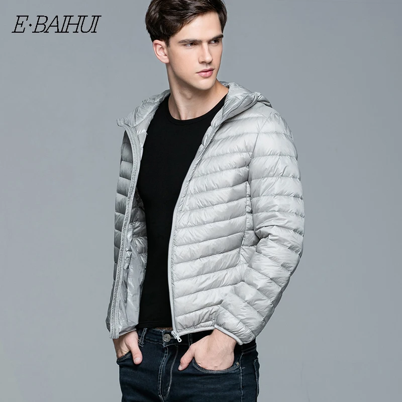 

E-BAIHUI New Casual Brand White Duck Down Jacket Men Winter Warm Coat Men's Ultralight Duck Down Jacket Male Windproof Parka 001