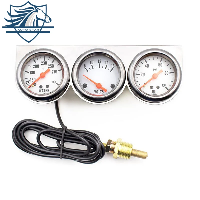3 In 1 Universal Auto Water Temperature/Voltage/Oil Pressure Gauge