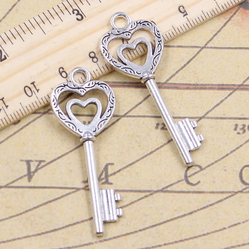 

5pcs/lot Charms vintage skeleton heart key 47x17mm Tibetan Silver Pendants Crafts Making Findings Handmade Antique DIY Jewelry