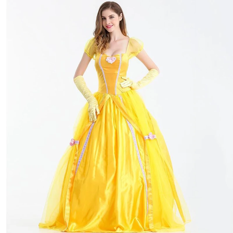Красивые и костюмы животных женские платья для взрослых Belle нарядное желтое