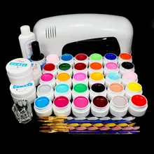 EM-117free shipping PRO 9W White UV Lamp 30 Colors Pure UV GEL Acrylic Brush Nail Art Kits