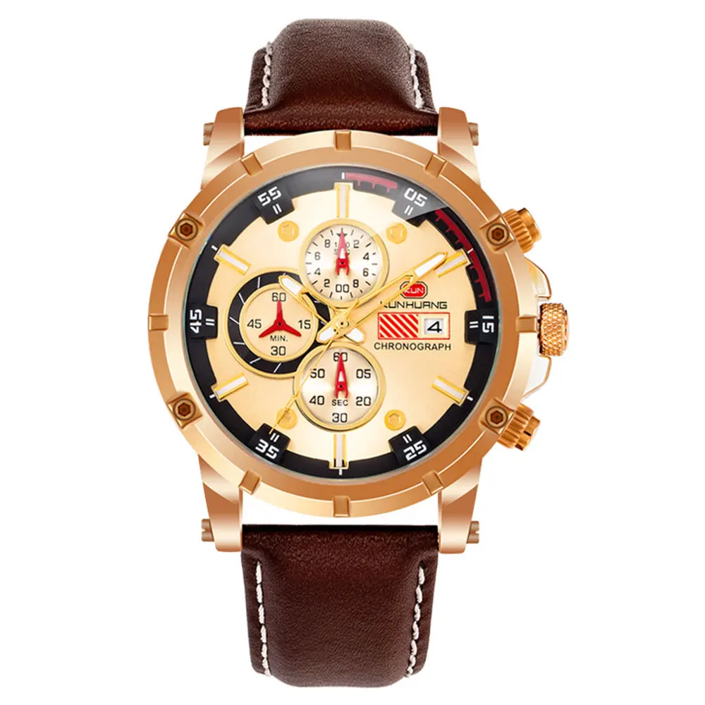 

Three-eye Six-pin Multi-function Watch Men Sport Watches Waterproof Analog Quartz Date Calendar Clock Casual Wristwatch