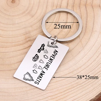 

Fashion Jewelry Keychain For Camping Enthusiasts Traveler Engraved "adventure awaits" Key ring For Friend Couple Bag Charm
