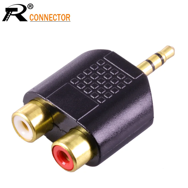 

Gold-plated Connector 3.5 MM Jack Audio Plug 3.5mm 3 pole stereo male plug to 2xRCA Female Jack Adapter