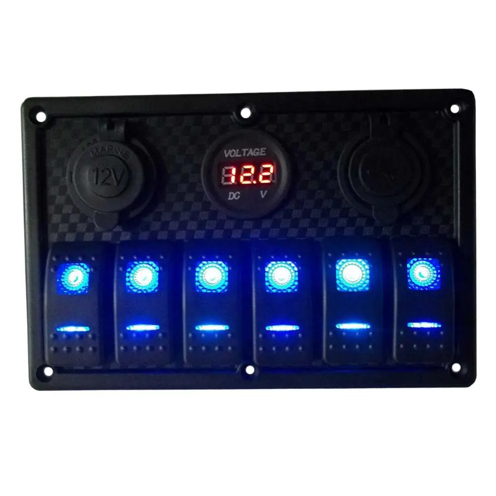 

6 Gang ON-OFF Switch Panel 2 USB 12V 24V for Car SUV Marine Truck Camper