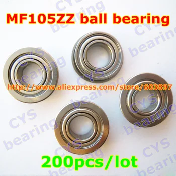 

200pcs /lot MF105ZZ MF105ZZ 5X10X4mm 5*10*4mm MF105-2Z flanged radial shaft steel ball bearing