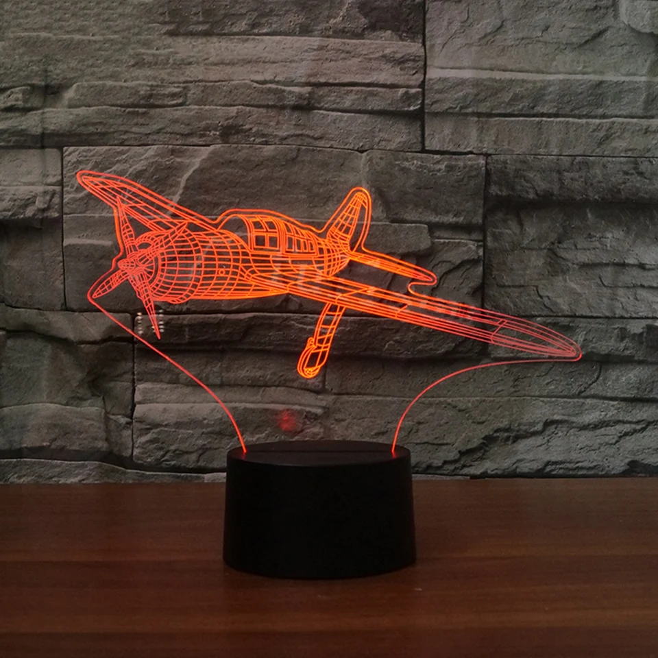 Bedroom Decoration Kids Sleep Light 3D USB Fix-Wing Aircraft Table Lamp LED Colorful Plane Night Light For Birthday Holiday Gift