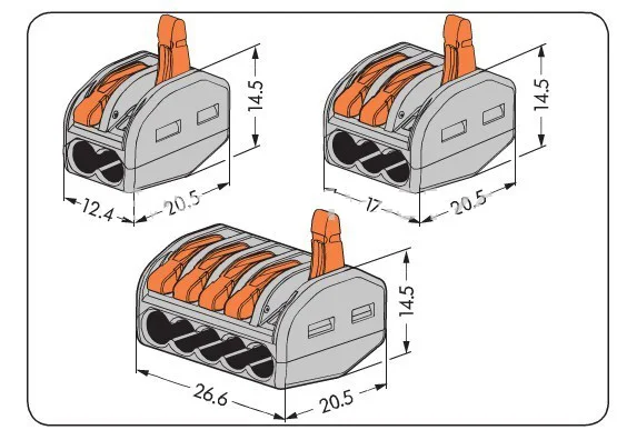 10-PCS-lot-PCT-212-WAGO-222-412-spring-lever-push-fit-re-useable-cable-2