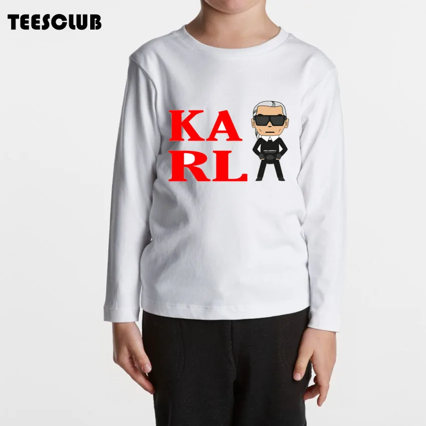 

2019 new Karl print tshirts boy cartoon baby clothes Round neck kids tops long sleeve summers clothes for boys