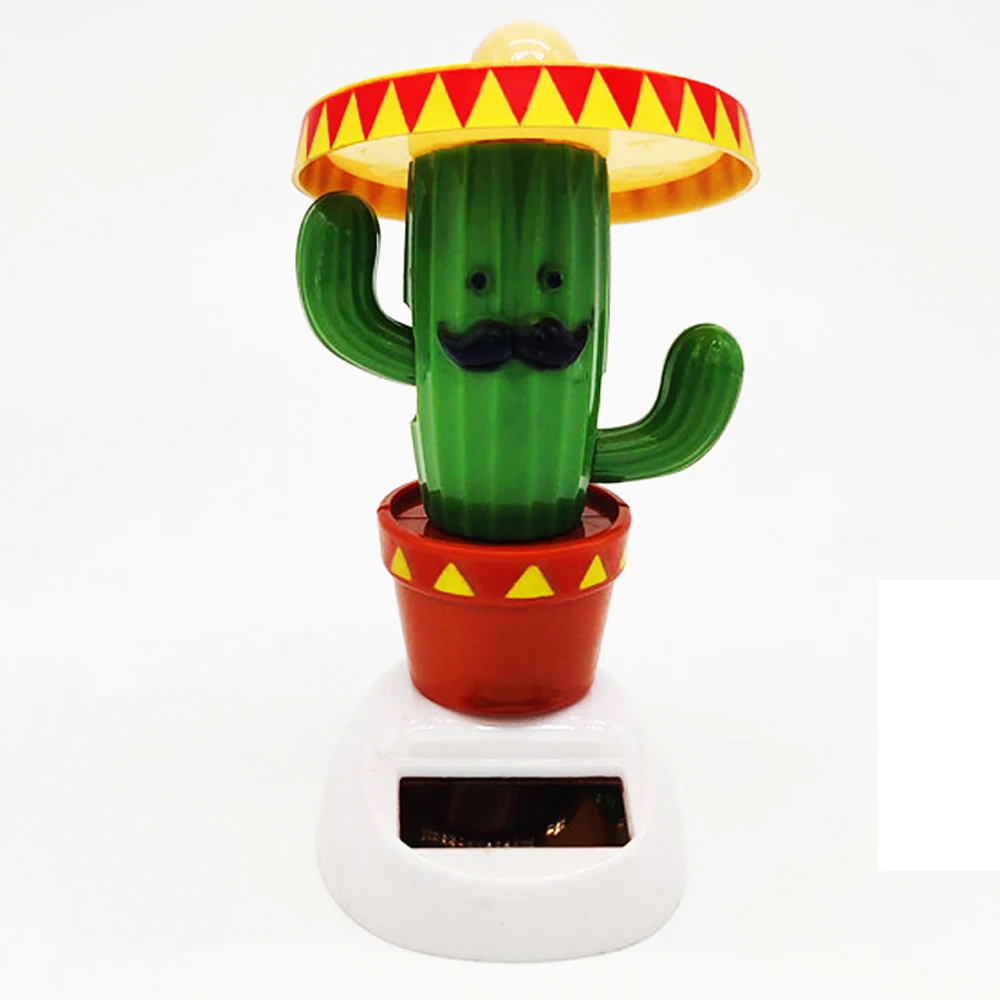 New Arrival Hot Sale Kawaii Creative Cactus Solar Powered Swinging Doll Car Interior Ornaments Decor Moving and Dancing