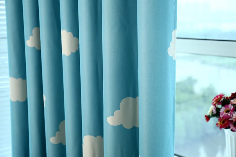 Облако Шторы для малыша Детская комната окна Спальня вуали с мультфильм sheer ткани шторы Синий современные Гостиная t& 125#30