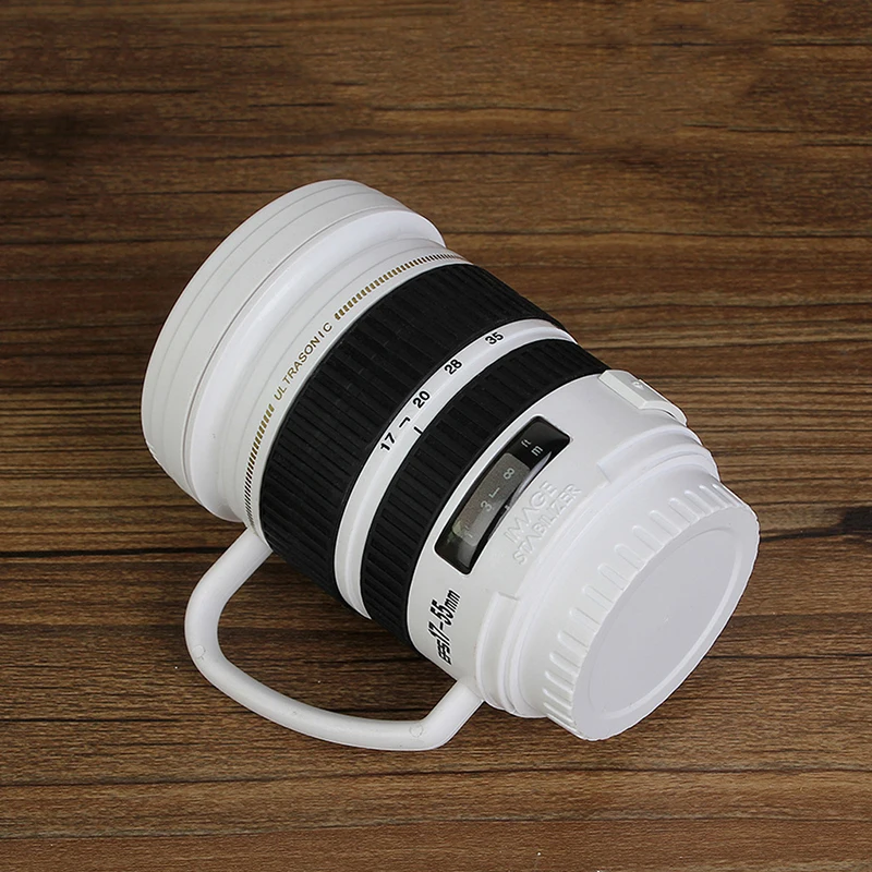 White handle Canon camera lens cup simulation mug cup stainless steel