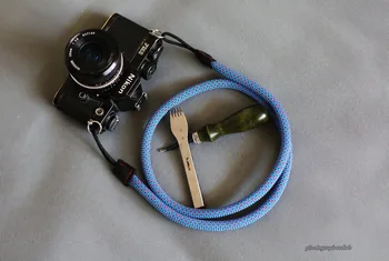 

C Style blue 10.5mm Climbing rope handmade Camera neck strap & winddmup