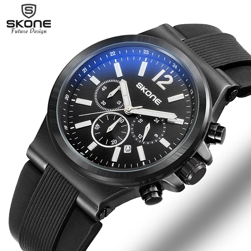 

SKONE Fashion Chronograph Sport Mens Watches Top Brand Luxury Quartz Watch Reloj Hombre 2017 Clock Male hour relogio Masculino