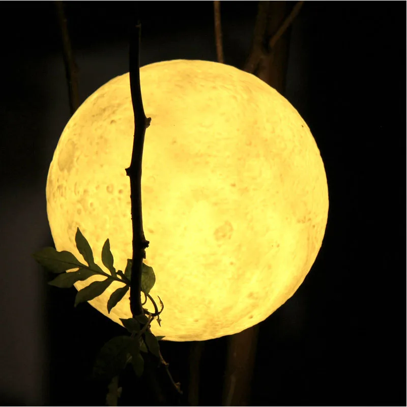 

3D Print Rechargeable Touch Induction Switch Moon Lamp 2 Color Change Bedroom Bookcase Usb Led Night Light Home Decor Gift