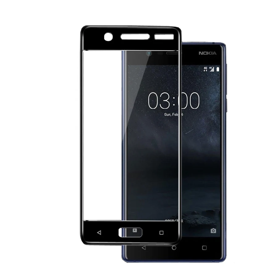 Черный 5,2 дюйма 9H 2.5D закругленные края полное покрытие закаленное стекло для Nokia 5 протектор экрана для Nokia5 стекло защитная пленка