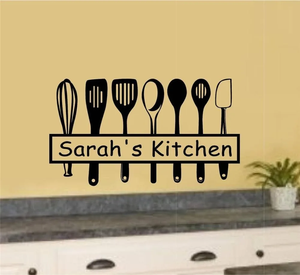 Creative Custom Name Kitchen Utensils Vinyl Wall Decal Kitchen Tools