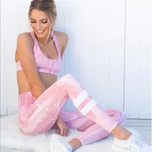 2018 Hot Sale Pink Women Yoga Sets Gym Elastic Running Sport Suit Fitness Clothing Workout Sport Wear Sports Bra+Pant