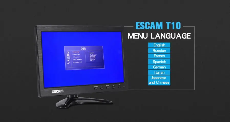 ESCAM T10 10 дюймов TFT ЖК-дисплей 1024x600 монитор с VGA HDMI AV BNC USB для ПК видеонаблюдения Камера