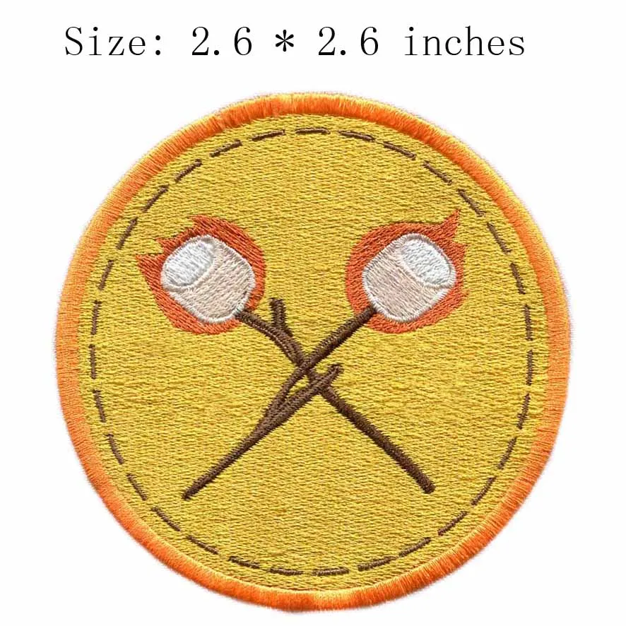 Orange flowers 2.6" wide embroidery patch for seam ripper stitch/felt