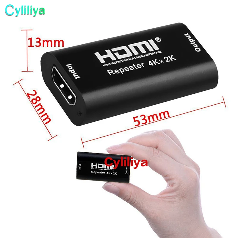 

50pcs HDMI Repeater 1080P 3D HDMI 4K*2K Repeater Extender Booster Adapter Over Signal HDTV Up To 40M