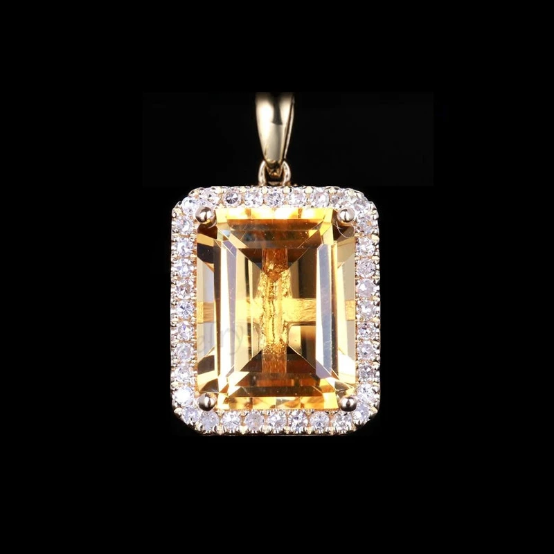 SI Natural Diamonds Emerald Citrine Solid 10k Yellow Gold Women Charm