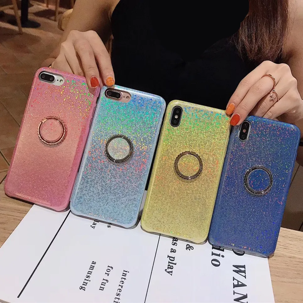 

Bling Glitter candy color Finger Ring case For Xiaomi Redmi Note 7 cover note 6 note 5 cover For xiaomi mi9 mi 8 mix2s cases