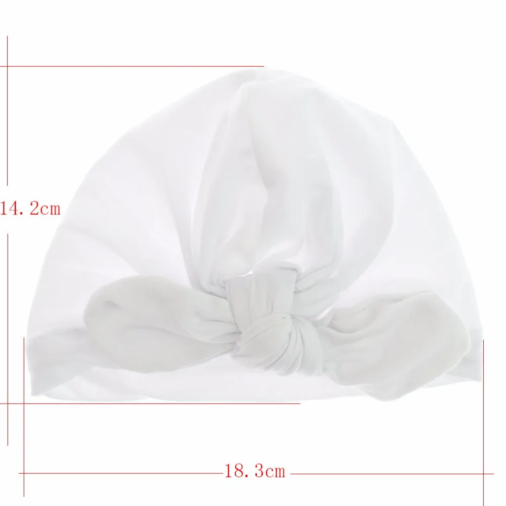 Solid Girls Hats Cotton Infant Caps Elastic Boys Beanies Rabbit Ear Headwear Hot Knot Toddler Hat 0-6 Months Baby Accessories (2)