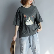 Новинка, летняя однотонная Цвет с анималистичным принтом топы Для женщин с О-образным вырезом асимметричное, с короткими рукавами 2 цвета свободные Повседневное футболки