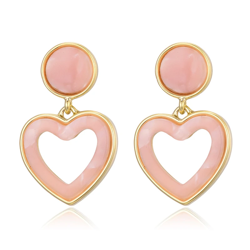 Hongye 2020 Fashion Drop Earrings For Women Pink Heart Pendant Copper Metal Party Jewelry Statement Gitfs N50 | Украшения и