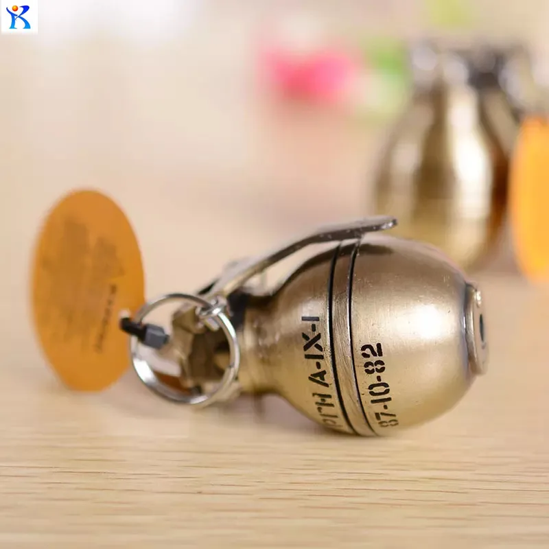 Wholesale- Simulation bomb metal lighter Keychain Flame Lighter Butane inflatable creative model cigarette lighter gift1