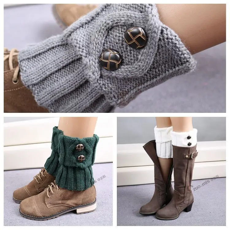 9 colors knitted leg warmers for women Fashion Short Button Down Boot