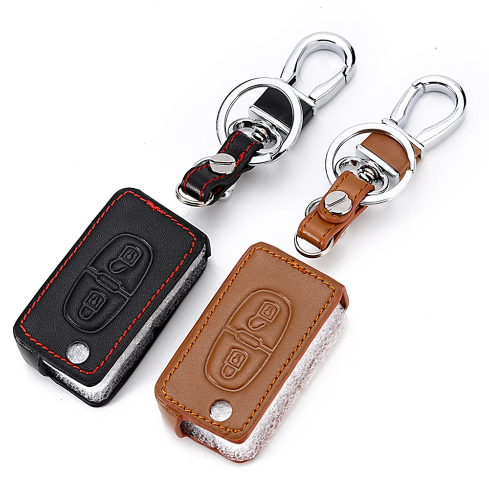 Кожаный чехол OkeyTech для автомобильного ключа Peugeot 107 207 307 407 308 607 Citroen C1 C2 C3 C4 C5 C6 C8