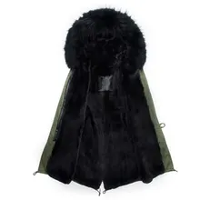 Стиль Зимние натуральным лисьим мехом мужской пальто одежда длинная стильная бисером черный с подкладкой куртка с капюшоном