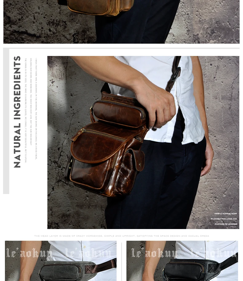 Из натуральной кожи Для мужчин дизайн Повседневное Посланник плеча Sling Bag Мода многофункциональный пояс обновления падения Ноги сумка 3109