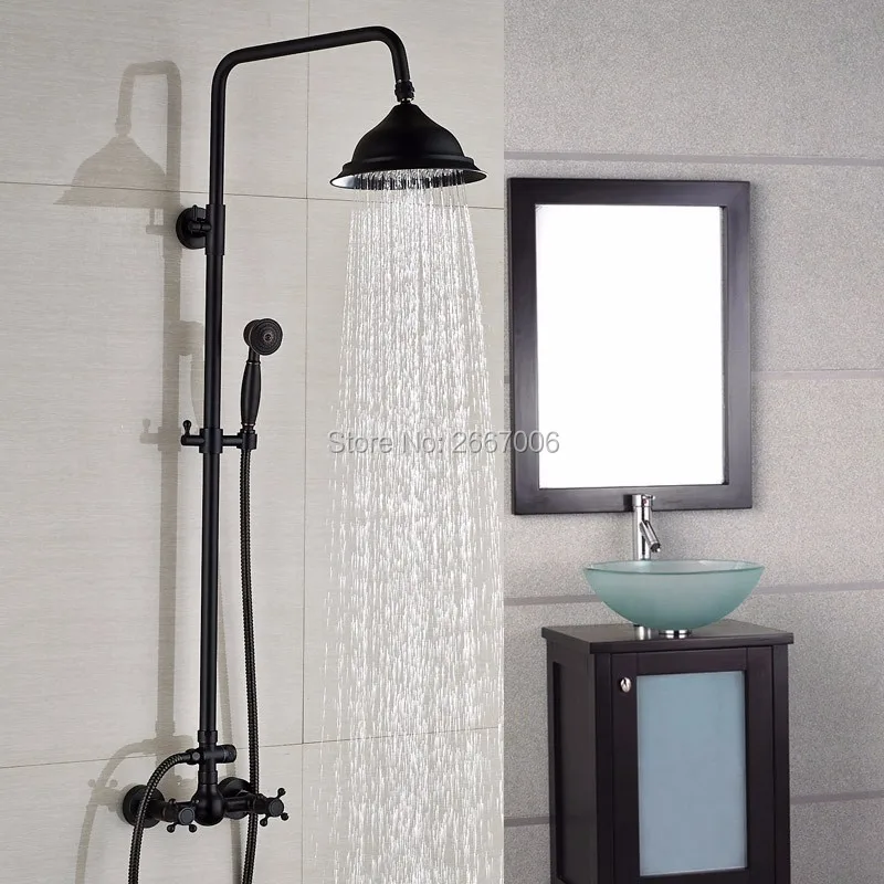 Buy Free shipping Euro Design Retro Wall Mounted Shower Set With Pipe Black