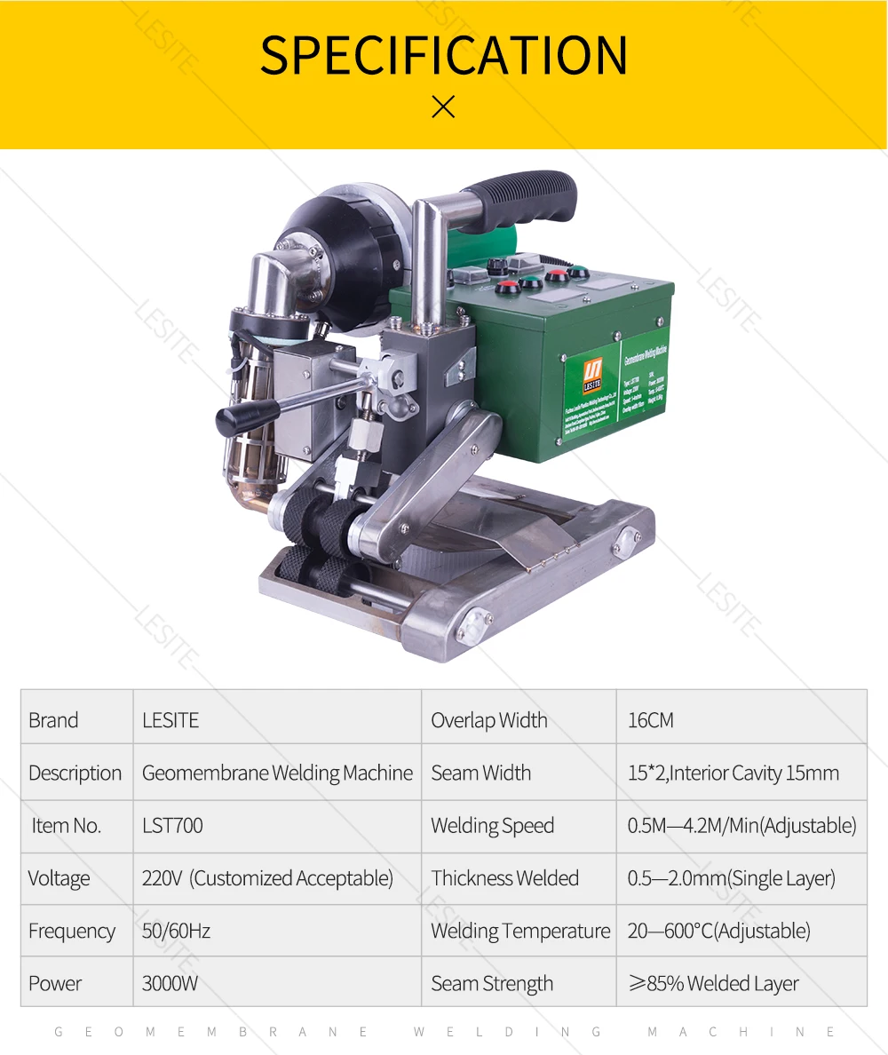 Геомембрана горячего воздуха сварочный аппарат ПНД ПВХ пленка сварочный аппарат анти просачивания пластика сварщик LESITE LST700 для туннеля, метро