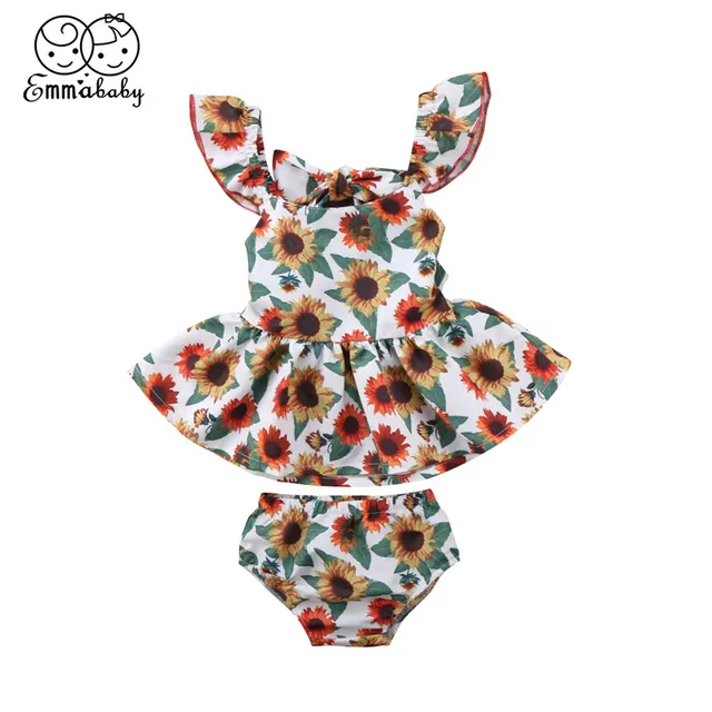Newborn Baby Girls Clothes Set 2018 New Bebes Kids Girl Fly Sleeve