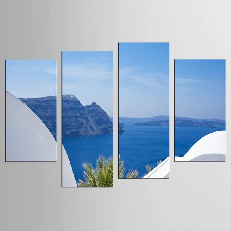 

4 Pieces/set Sea Scenery With Beach Wall Art For Wall Decor Home Decoration Picture Paint on Canvas Prints Painting framed/XYS55