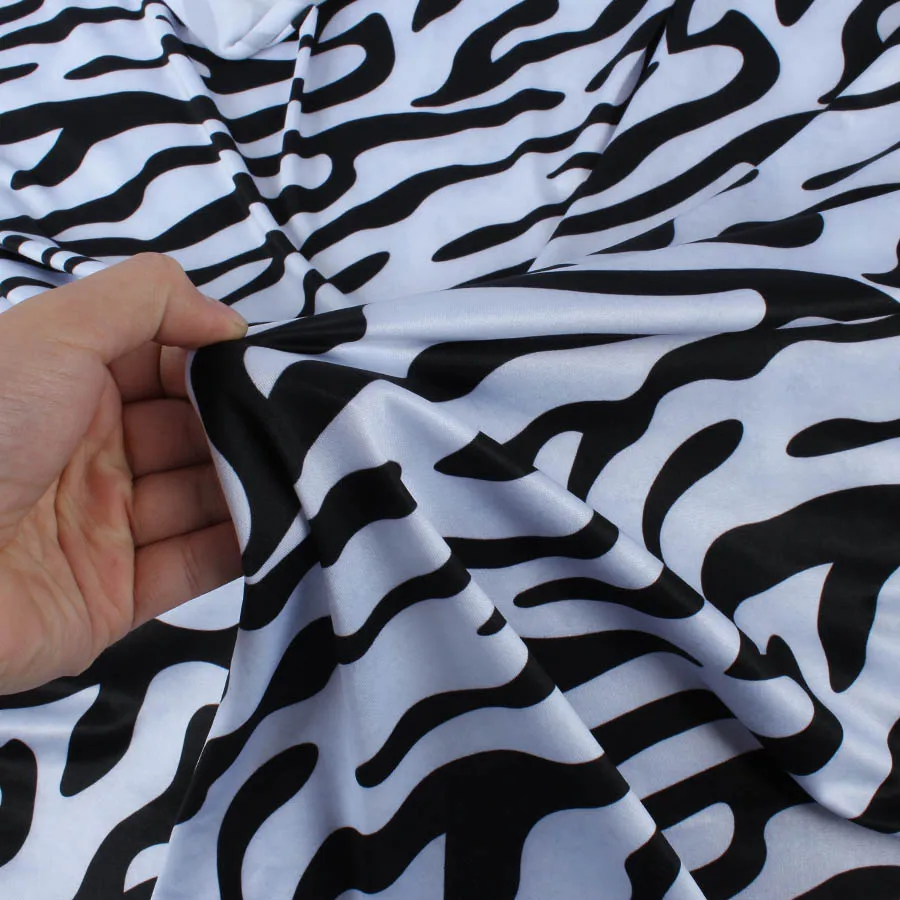 Спандекс ткань высокие эластичные платье для выступлений на сцене Забавный костюм Леопард Зебра печатных двор(150 см* 91 см