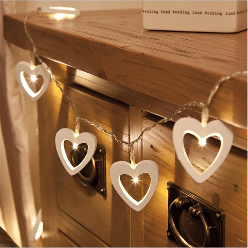 Good Quality Wood Heart /Star LED string Romantic Room decoration Propose Decoration 10 Leds Outdoor light String | Освещение