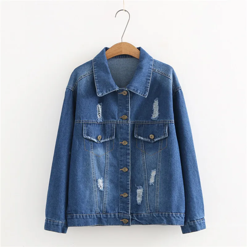 

Spring New Back Red Flower Embroidery Denim Jacket Women, European Style Loose Letter Print Denim Jacket Women