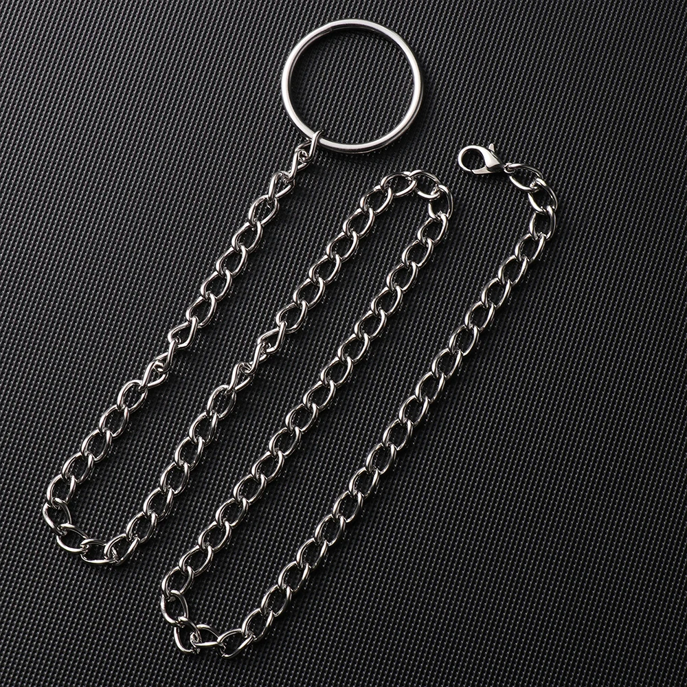 

1 PCS Fashion 60cm Cool Handmade Silver Chain Choker Necklace for Women Men Girls Punk Gothic Metal Chain Collar with O Round