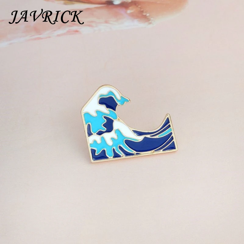 

Blue waves Enamel Brooch Pin Cartoon Metal Brooch for Coat Bag Pin for Kids Girl Boy Jewelry Gift