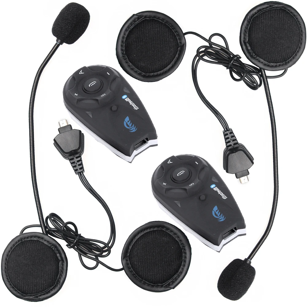 

2 pcs Wireless Bluetooth BT Interphone for 5 Riders 1200M Motorcycle Helmet Intercom Headset with FM function