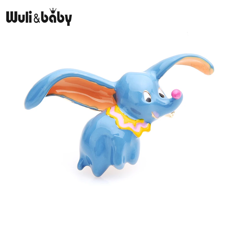 Wuli & baby голубые летающие броши слоны 2019 новая мода эмаль слон животное брошь для
